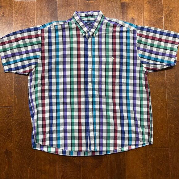 Van Heusen 417 Vintage 90s Multicolor Button Front Shirt Cotton Men's Size XL - Picture 3 of 8